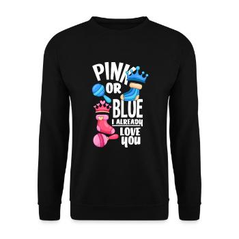 Le genre rose ou bleu révèle la fête de bébé - Sweat-shirt Unisexe - noir - Devant - Alina (178cm) & Michal (187cm)