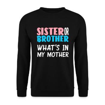 Schwester Oder Bruder Gender Reveal Party - Unisex Pullover - Schwarz - Vorne - Alina (178cm) & Michal (187cm)