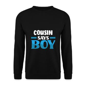Team Boy Team Young Cousin Gender Reveal Party - Unisex Sweatshirt - black - Front - Alina (178cm) & Michal (187cm)