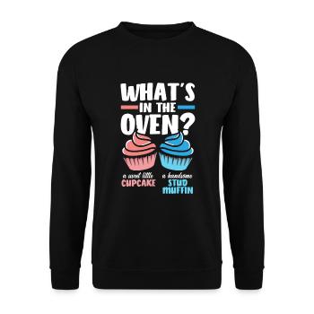 Cupcake Oder Muffin Gender Reveal Party - Unisex Pullover - Schwarz - Vorne - Alina (178cm) & Michal (187cm)