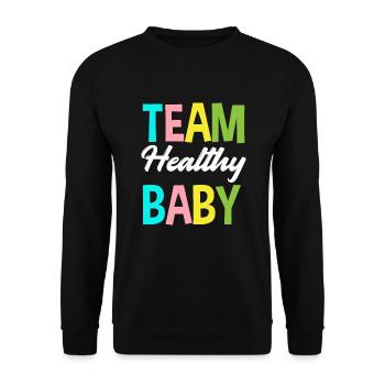 Team Gesundes Baby Gender Reveal Party - Unisex Pullover - Schwarz - Vorne - Alina (178cm) & Michal (187cm)