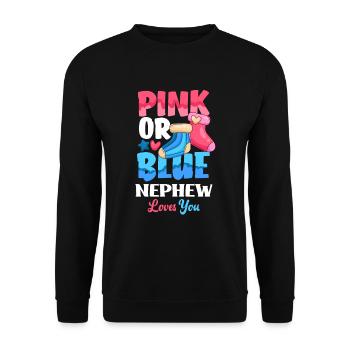 Pink Or Blue Gender Reveal Baby Party Neffe - Unisex Pullover - Schwarz - Vorne - Alina (178cm) & Michal (187cm)