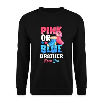 Le genre rose ou bleu révèle baby party brother - Sweat-shirt Unisexe - noir - Devant - Alina (178cm) & Michal (187cm)