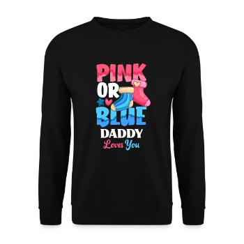 Pink Or Blue Gender Reveal Baby Party Papa - Unisex Pullover - Schwarz - Vorne - Alina (178cm) & Michal (187cm)