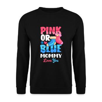 Le genre rose ou bleu révèle baby party maman - Sweat-shirt Unisexe - noir - Devant - Alina (178cm) & Michal (187cm)