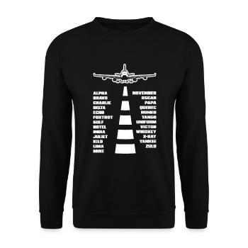 Flugzeug Luftfahrt Pilot Lustiges Piloten Geschenk - Unisex Pullover - Schwarz - Vorne - Alina (178cm) & Michal (187cm)