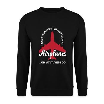 Flugzeug Luftfahrt Pilot Lustiges Piloten Geschenk - Unisex Pullover - Schwarz - Vorne - Alina (178cm) & Michal (187cm)