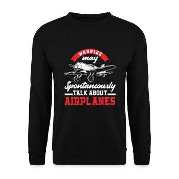 Flugzeug Luftfahrt Pilot Lustiges Piloten Geschenk - Unisex Pullover - Schwarz - Vorne - Alina (178cm) & Michal (187cm)