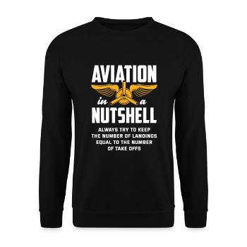 Flugzeug Luftfahrt Pilot Lustiges Piloten Geschenk - Unisex Pullover - Schwarz - Vorne - Alina (178cm) & Michal (187cm)
