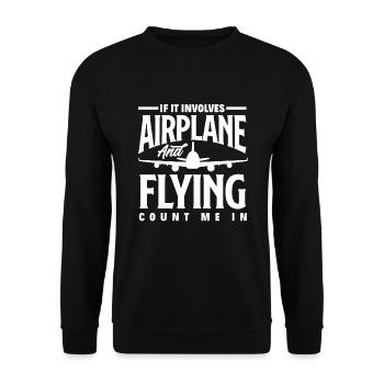 Flugzeug Luftfahrt Pilot Lustiges Piloten Geschenk - Unisex Pullover - Schwarz - Vorne - Alina (178cm) & Michal (187cm)