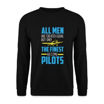 Flugzeug Luftfahrt Pilot Lustiges Piloten Geschenk - Unisex Pullover - Schwarz - Vorne - Alina (178cm) & Michal (187cm)
