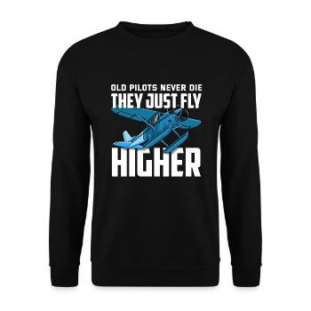 Flugzeug Luftfahrt Pilot Lustiges Piloten Geschenk - Unisex Pullover - Schwarz - Vorne - Alina (178cm) & Michal (187cm)
