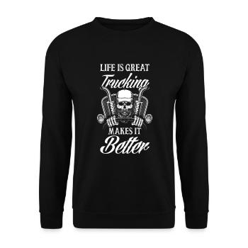 Truck Driver Trucker Truck Driver Driver - Unisex Sweatshirt - black - Front - Alina (178cm) & Michal (187cm)