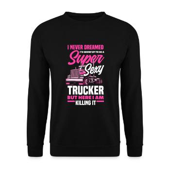 Truck Driver Trucker Truck Driver Driver - Unisex Sweatshirt - black - Front - Alina (178cm) & Michal (187cm)