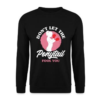 Lustiges Boxen Boxer Geschenk - Unisex Pullover - Schwarz - Vorne - Alina (178cm) & Michal (187cm)