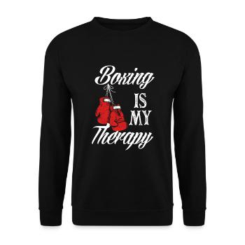 Lustiges Boxen Boxer Geschenk - Unisex Pullover - Schwarz - Vorne - Alina (178cm) & Michal (187cm)