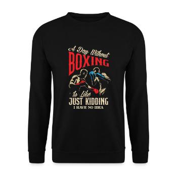 Lustiges Boxen Boxer Geschenk - Unisex Pullover - Schwarz - Vorne - Alina (178cm) & Michal (187cm)