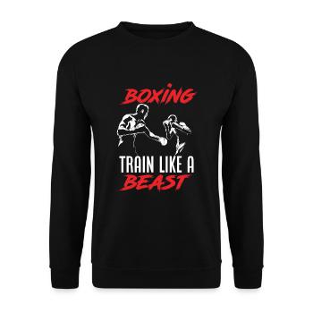 Lustiges Boxen Boxer Geschenk - Unisex Pullover - Schwarz - Vorne - Alina (178cm) & Michal (187cm)