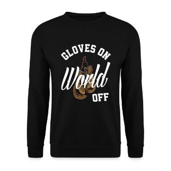 Lustiges Boxen Boxer Geschenk - Unisex Pullover - Schwarz - Vorne - Alina (178cm) & Michal (187cm)