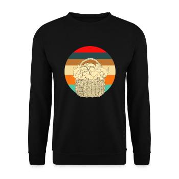 Retro Mushrooms Funny Mushroom Picker Gift - Unisex Sweatshirt - black - Front - Alina (178cm) & Michal (187cm)