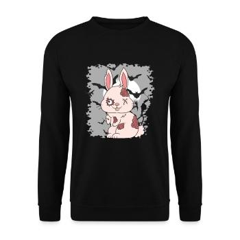 Halloween Zombie Tiere Halloween Hase - Unisex Pullover - Schwarz - Vorne - Alina (178cm) & Michal (187cm)