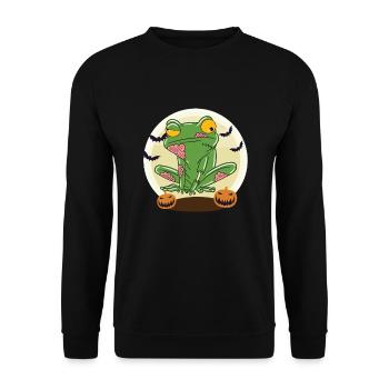 Halloween Zombie Tiere Halloween Frosch - Unisex Pullover - Schwarz - Vorne - Alina (178cm) & Michal (187cm)