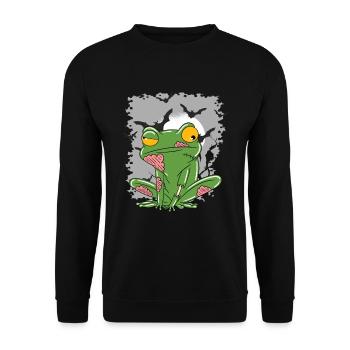Halloween Zombie Tiere Halloween Frosch - Unisex Pullover - Schwarz - Vorne - Alina (178cm) & Michal (187cm)