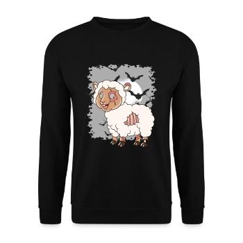 Halloween Zombie Schaf Halloween - Unisex Pullover - Schwarz - Vorne - Alina (178cm) & Michal (187cm)