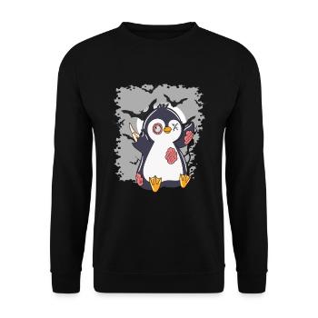 Halloween Zombie Animaux Halloween Pingouin - Sweat-shirt Unisexe - noir - Devant - Alina (178cm) & Michal (187cm)