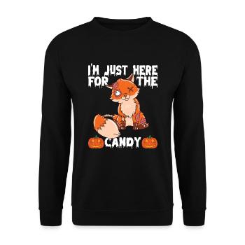 Halloween I'm Just Here For The Candy - Unisex Pullover - Schwarz - Vorne - Alina (178cm) & Michal (187cm)