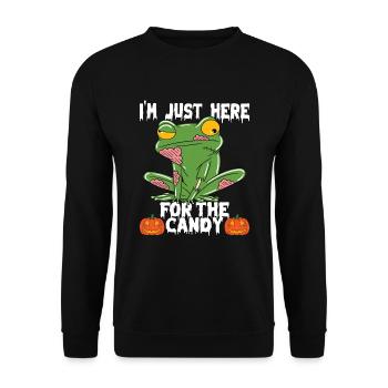Halloween I'm Just Here For The Candy - Unisex Pullover - Schwarz - Vorne - Alina (178cm) & Michal (187cm)
