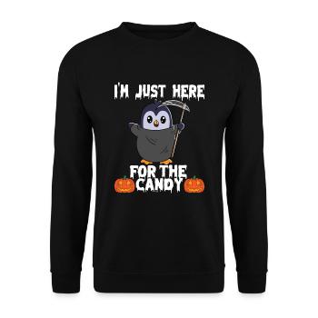 Halloween I'm Just Here For The Candy - Unisex Pullover - Schwarz - Vorne - Alina (178cm) & Michal (187cm)