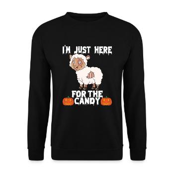 Halloween I'm Just Here For The Candy - Unisex Pullover - Schwarz - Vorne - Alina (178cm) & Michal (187cm)