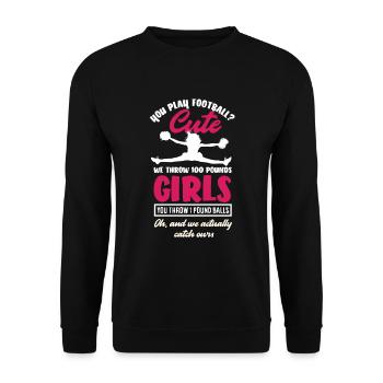 Lustiges Cheerleader Cheerleading Geschenk - Unisex Pullover - Schwarz - Vorne - Alina (178cm) & Michal (187cm)