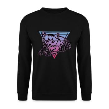 Retro Cat Graphic Cat for Cat Owners - Unisex Sweatshirt - black - Front - Alina (178cm) & Michal (187cm)