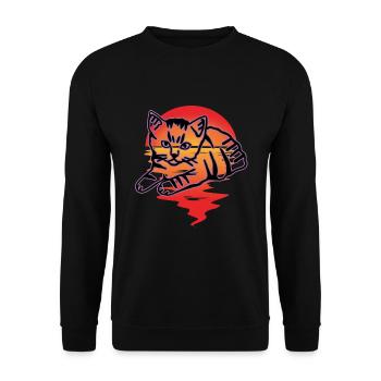 Chat graphique Retro Cat pour les propriétaires de chats - Sweat-shirt Unisexe - noir - Devant - Alina (178cm) & Michal (187cm)