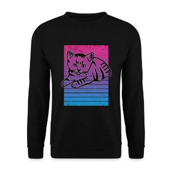 Retro Cat Graphic Cat for Cat Owners - Unisex Sweatshirt - black - Front - Alina (178cm) & Michal (187cm)