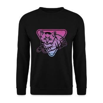 Chat graphique Retro Cat pour les propriétaires de chats - Sweat-shirt Unisexe - noir - Devant - Alina (178cm) & Michal (187cm)