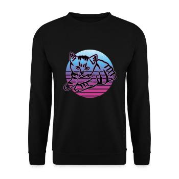 Retro Cat Graphic Cat for Cat Owners - Unisex Sweatshirt - black - Front - Alina (178cm) & Michal (187cm)