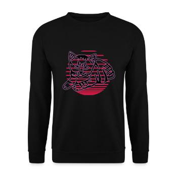 Chat graphique Retro Cat pour les propriétaires de chats - Sweat-shirt Unisexe - noir - Devant - Alina (178cm) & Michal (187cm)