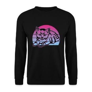 Chat graphique Retro Cat pour les propriétaires de chats - Sweat-shirt Unisexe - noir - Devant - Alina (178cm) & Michal (187cm)