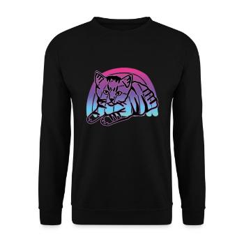 Chat graphique Retro Cat pour les propriétaires de chats - Sweat-shirt Unisexe - noir - Devant - Alina (178cm) & Michal (187cm)
