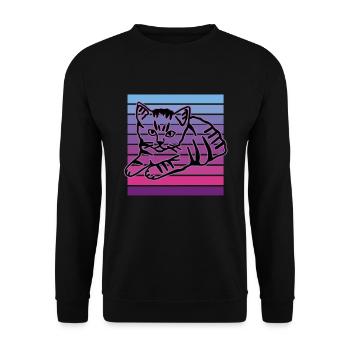 Retro Cat Graphic Cat for Cat Owners - Unisex Sweatshirt - black - Front - Alina (178cm) & Michal (187cm)