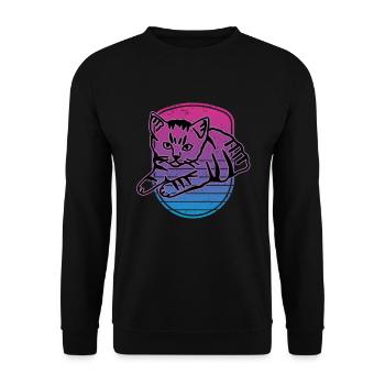 Chat graphique Retro Cat pour les propriétaires de chats - Sweat-shirt Unisexe - noir - Devant - Alina (178cm) & Michal (187cm)