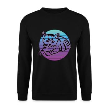 Retro Cat Graphic Cat for Cat Owners - Unisex Sweatshirt - black - Front - Alina (178cm) & Michal (187cm)