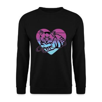 Chat rétro graphique chat pour les propriétaires de chats - Sweat-shirt Unisexe - noir - Devant - Alina (178cm) & Michal (187cm)