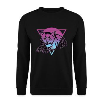 Chat graphique Retro Cat pour les propriétaires de chats - Sweat-shirt Unisexe - noir - Devant - Alina (178cm) & Michal (187cm)