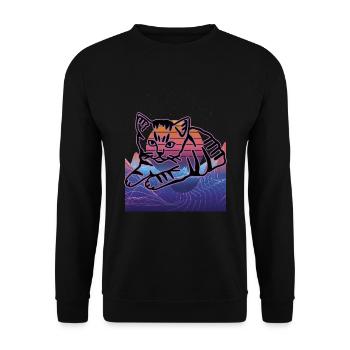 Chat graphique Retro Cat pour les propriétaires de chats - Sweat-shirt Unisexe - noir - Devant - Alina (178cm) & Michal (187cm)