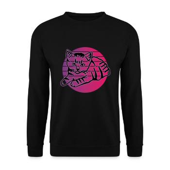Chat graphique Retro Cat pour les propriétaires de chats - Sweat-shirt Unisexe - noir - Devant - Alina (178cm) & Michal (187cm)