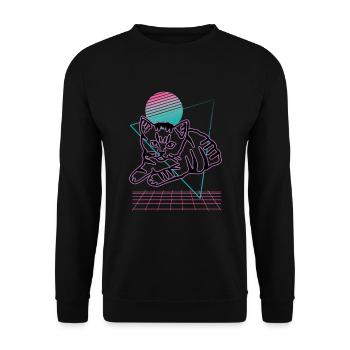 Retro Cat Graphic Cat for Cat Owners - Unisex Sweatshirt - black - Front - Alina (178cm) & Michal (187cm)